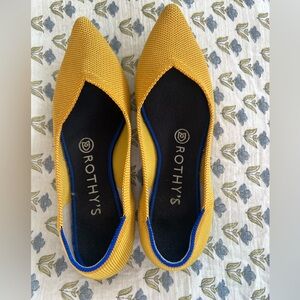 Rothy's the Point Vibrant Yellow Flats with Blue Trim
